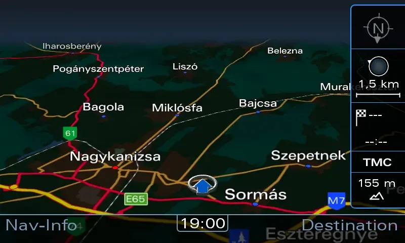 Audi MMI 3G navigációs képernyő