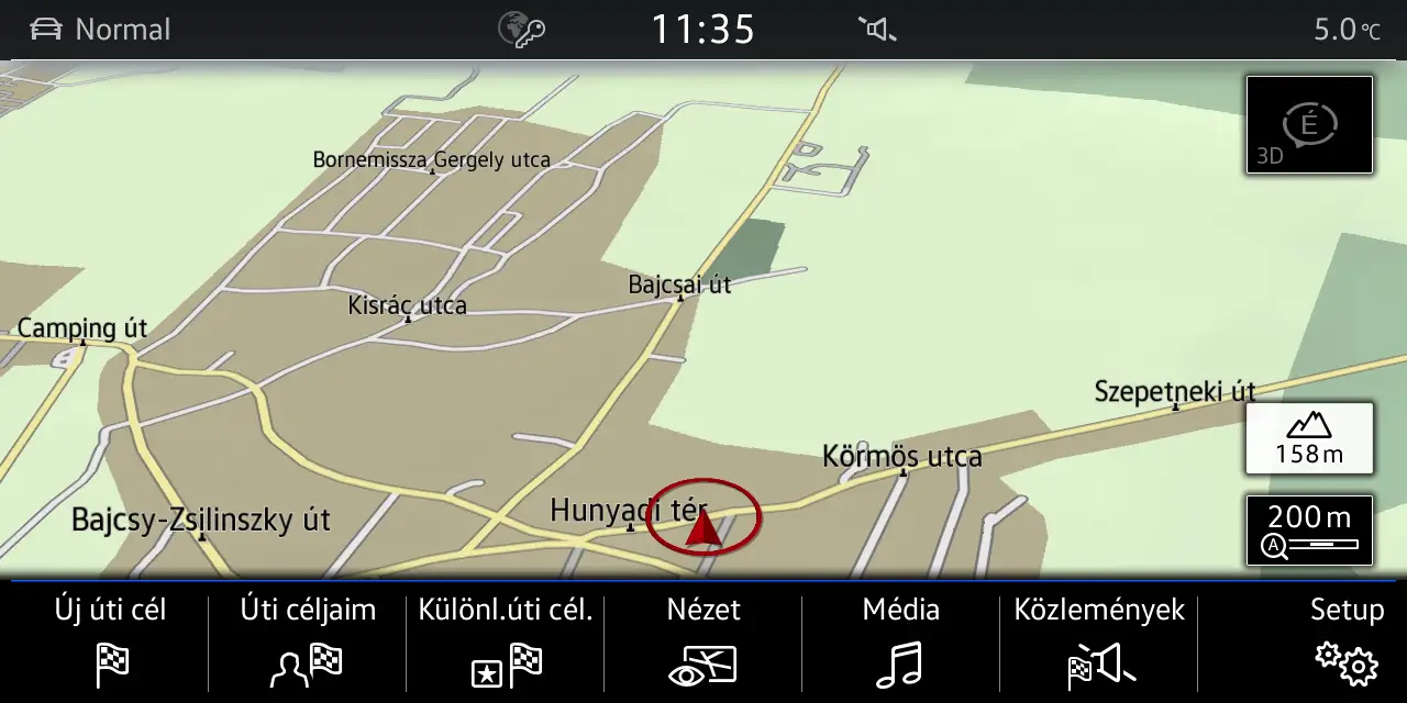 VW MIB2 navigációs képernyő